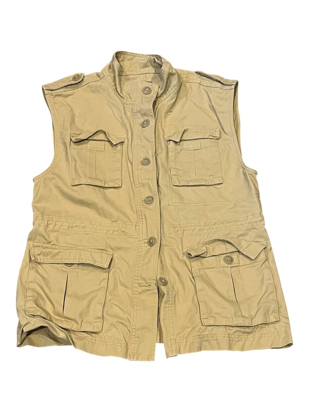 Vintage NFL Team Apparel Khaki Cargo Utility Vest XL Camping Gorpcore Outdoor